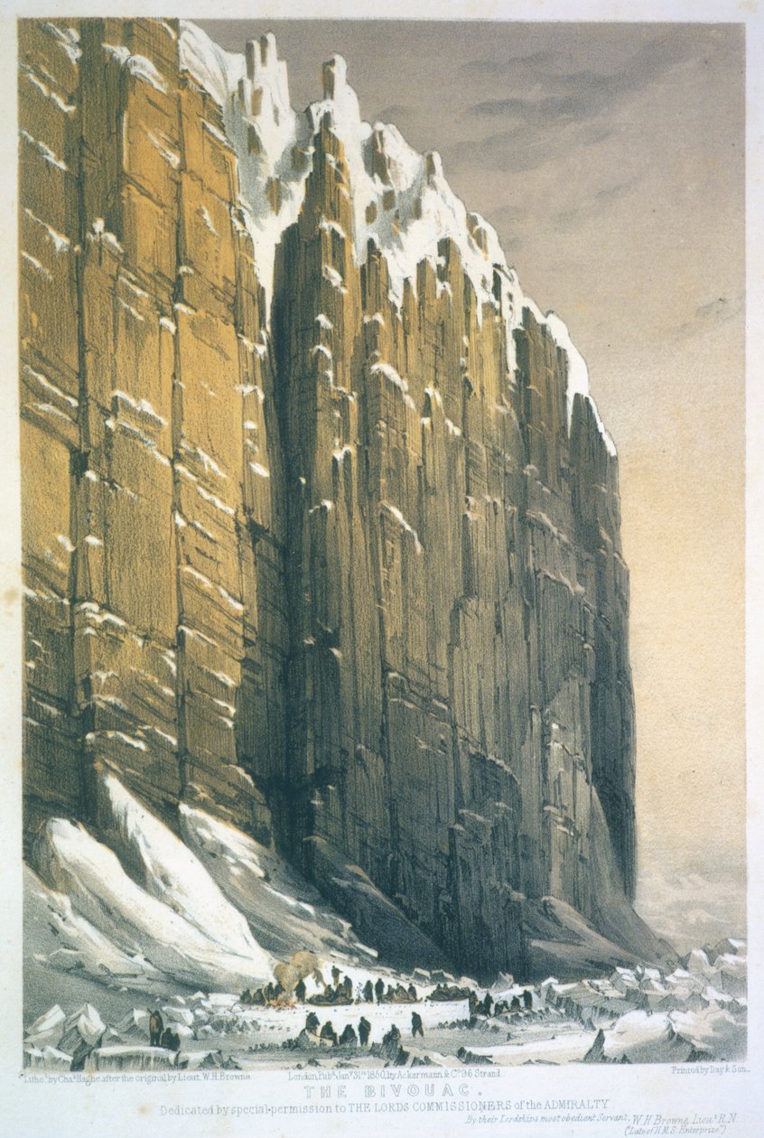 Das Biwak, Cape Seppings, graviert von Charles Haghe, veröffentlicht 1850 von William Henry Browne