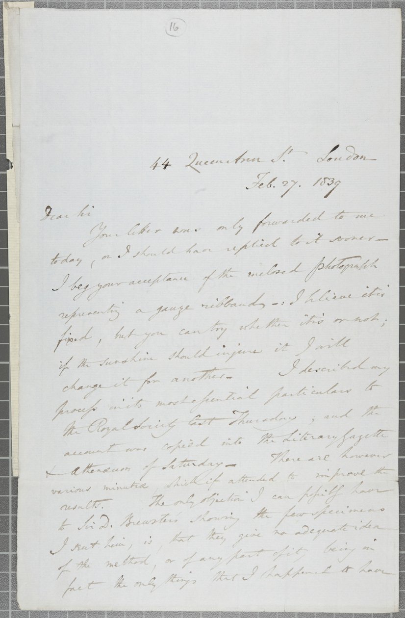 Signierter Brief von William Henry Fox Talbot an James David Forbes, 1839 von William Henry Fox Talbot