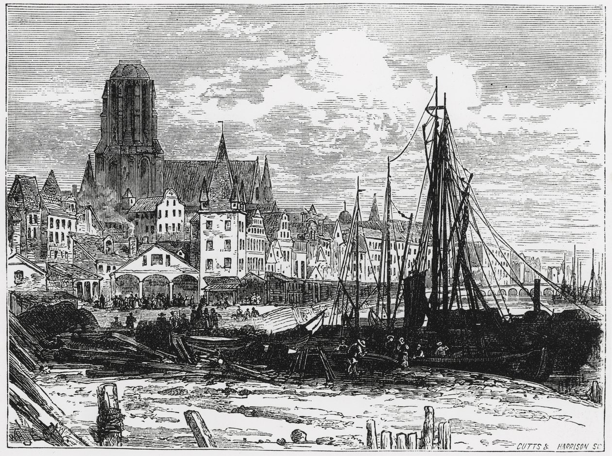 Ansicht von Frankfurt am Main mit der Weißfrauenkirche im Hintergrund, graviert von Cutts und Harrison von William Henry James Boot