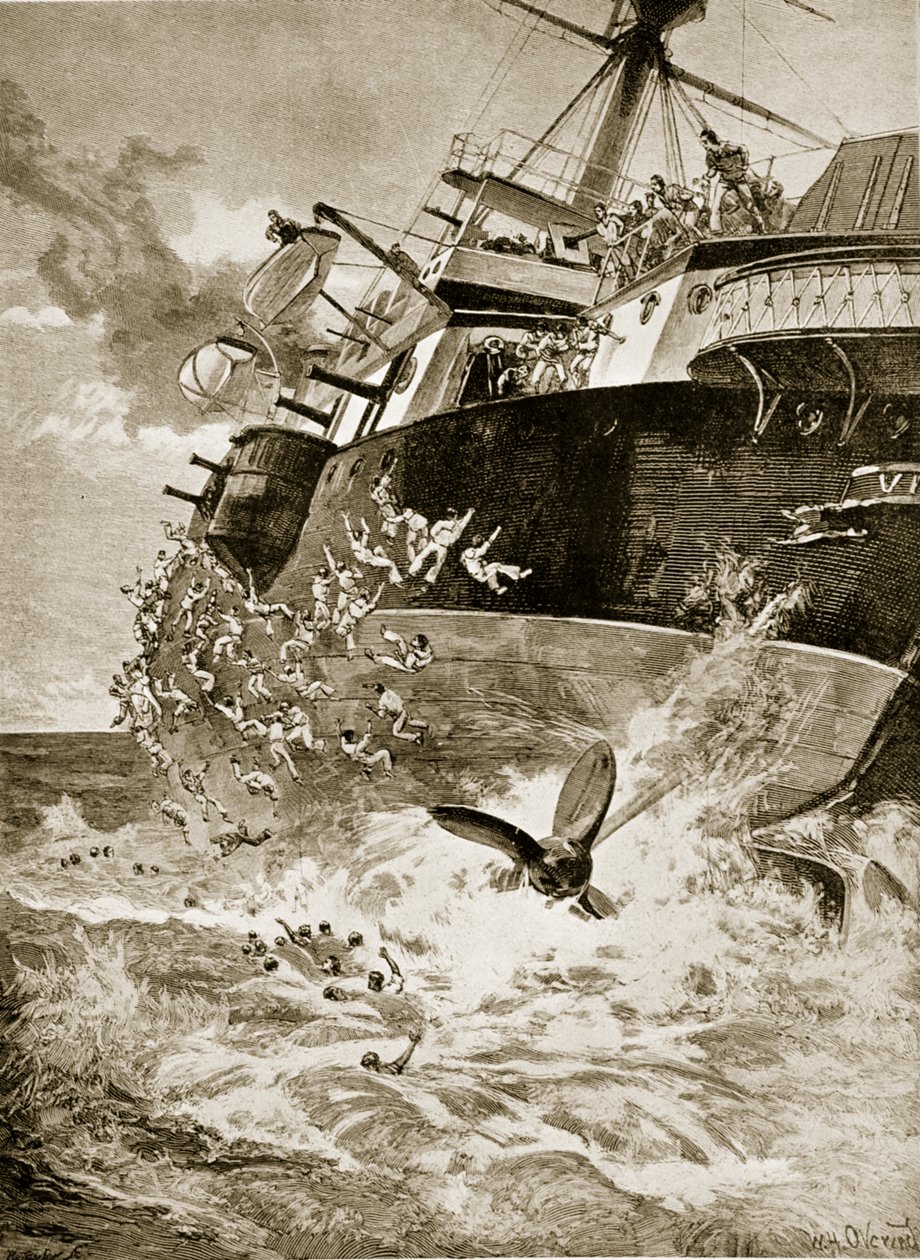 HMS Victoria kentert, 22. Juni 1893 von William Heysham Overend