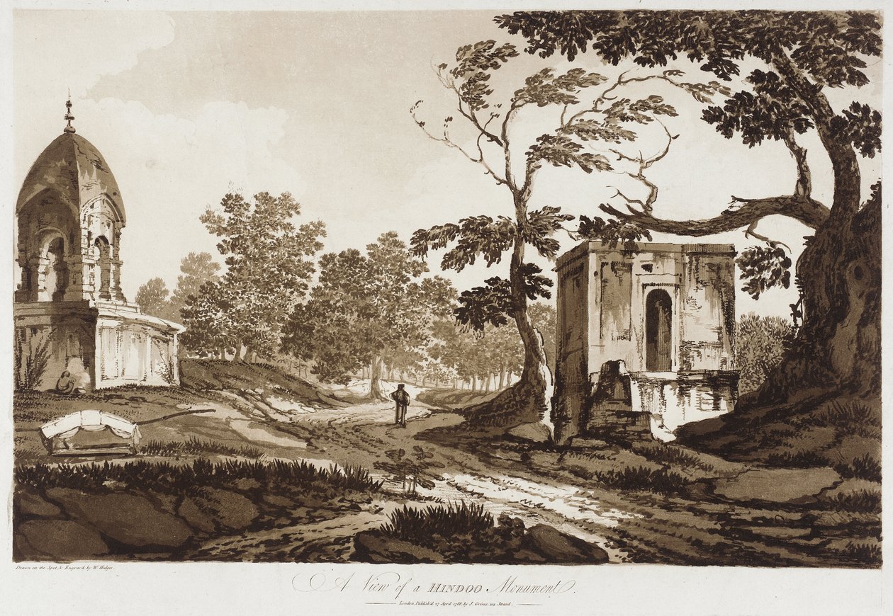 Ansicht eines Hindu-Denkmals [in der Nähe von Murshidabad, Westbengalen] aus Ausgewählte Ansichten in Indien von William Hodges