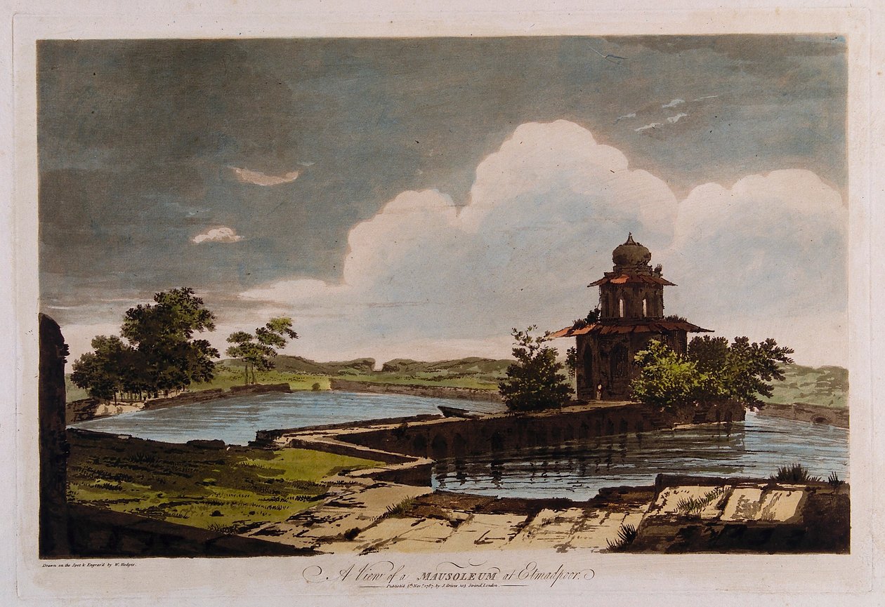 Ansicht eines Mausoleums in Etmadpoor von William Hodges
