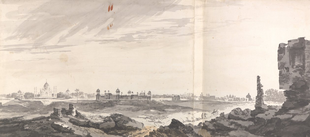 Ein Blick auf die Ruinen von Agra und das Taj Mahal von William Hodges