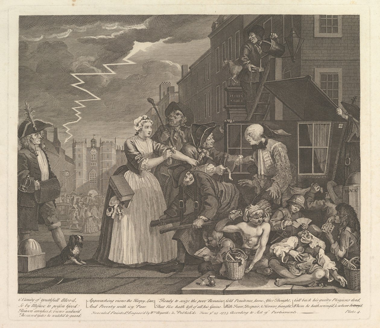 Ein Wüstling, Platte 4, 25. Juni 1735 von William Hogarth