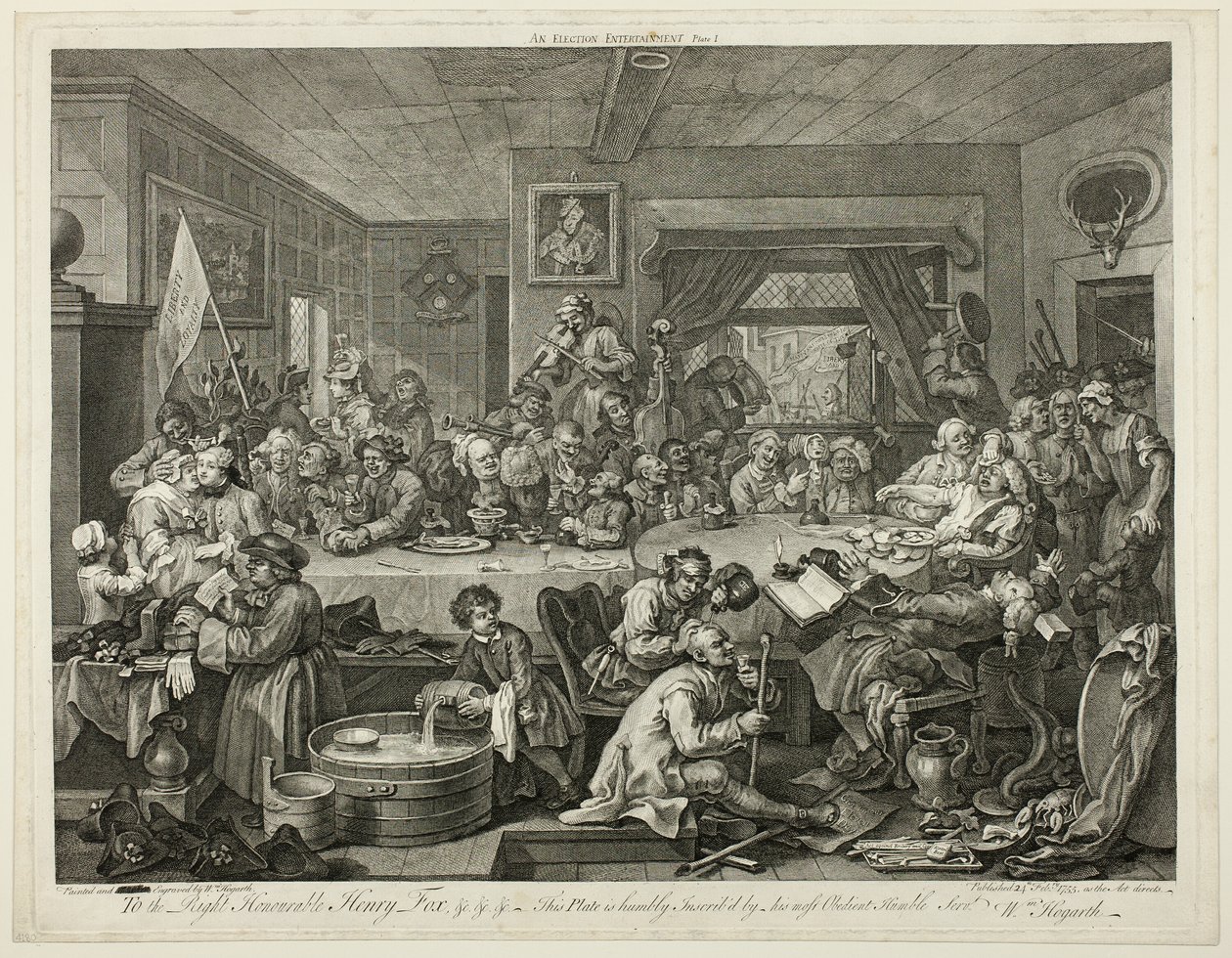 Eine Wahlunterhaltung, Platte eins aus Vier Drucke einer Wahl von William Hogarth