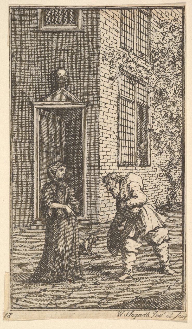 Hudibras umwirbt die Witwe Siebzehn kleine Illustrationen für Samuel Butlers Hudibras..., 1721-26 von William Hogarth