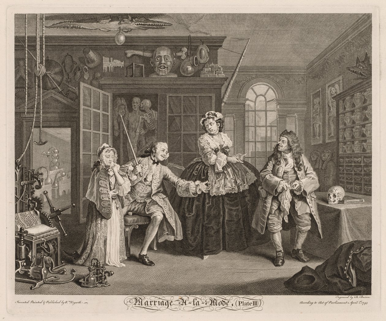Marriage à la Mode: Die Szene mit dem Quacksalber, 1745 von William Hogarth