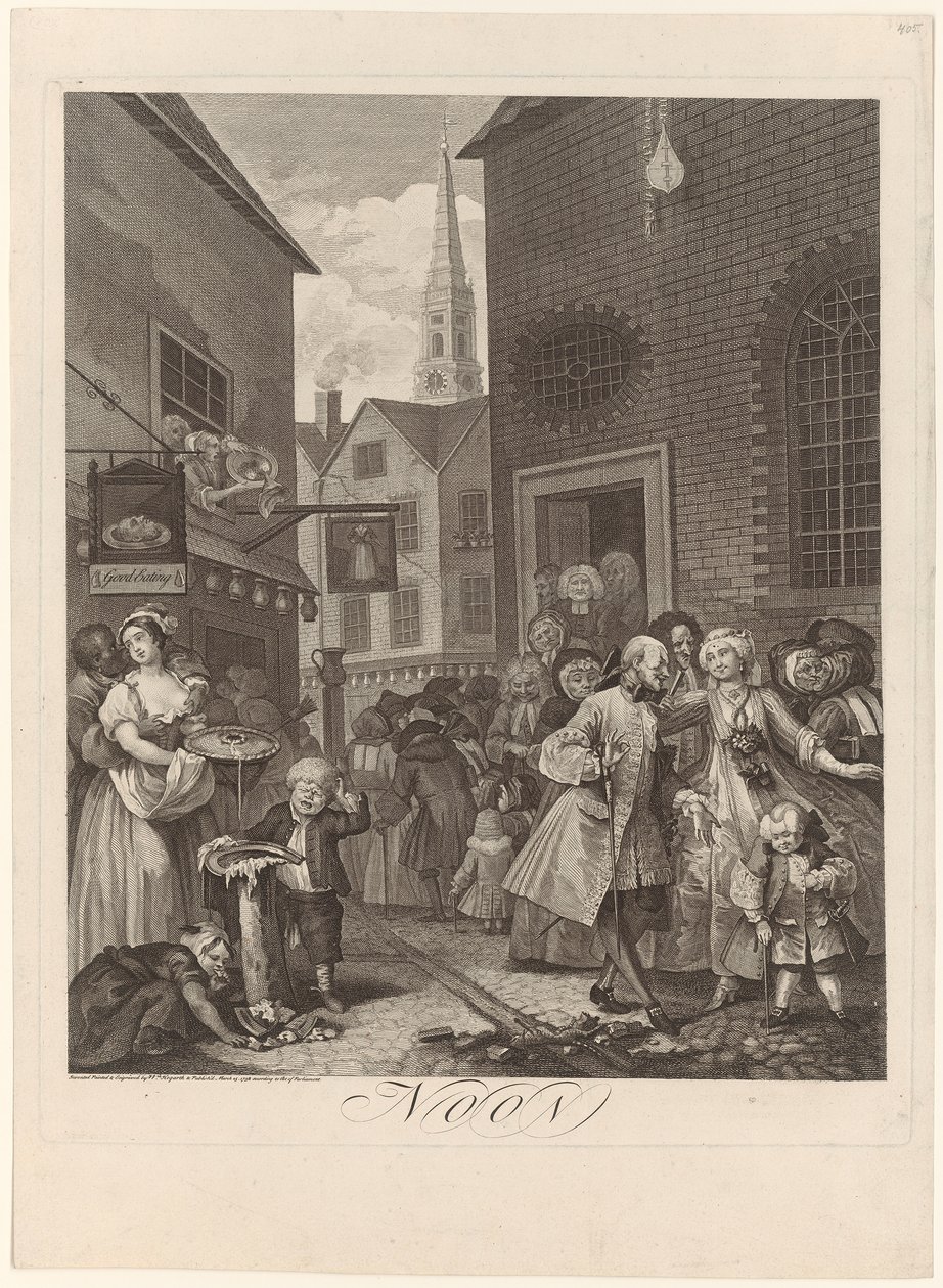 Mittag, Blatt 2 der Folge "Vier Tageszeiten" von William Hogarth