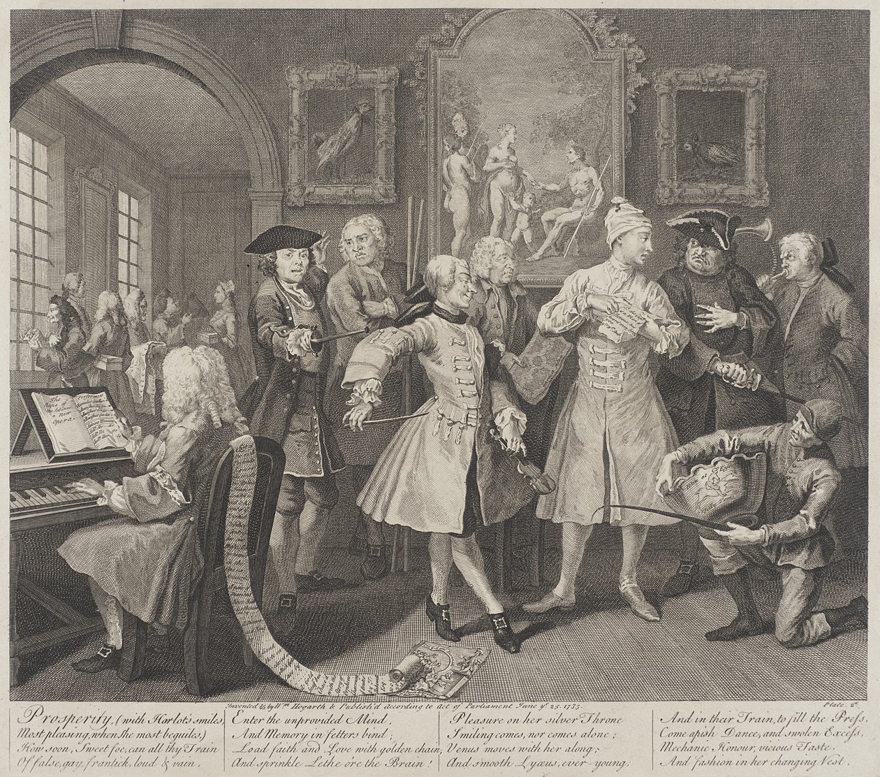 Wohlstand, mit Harlots Lächeln von William Hogarth