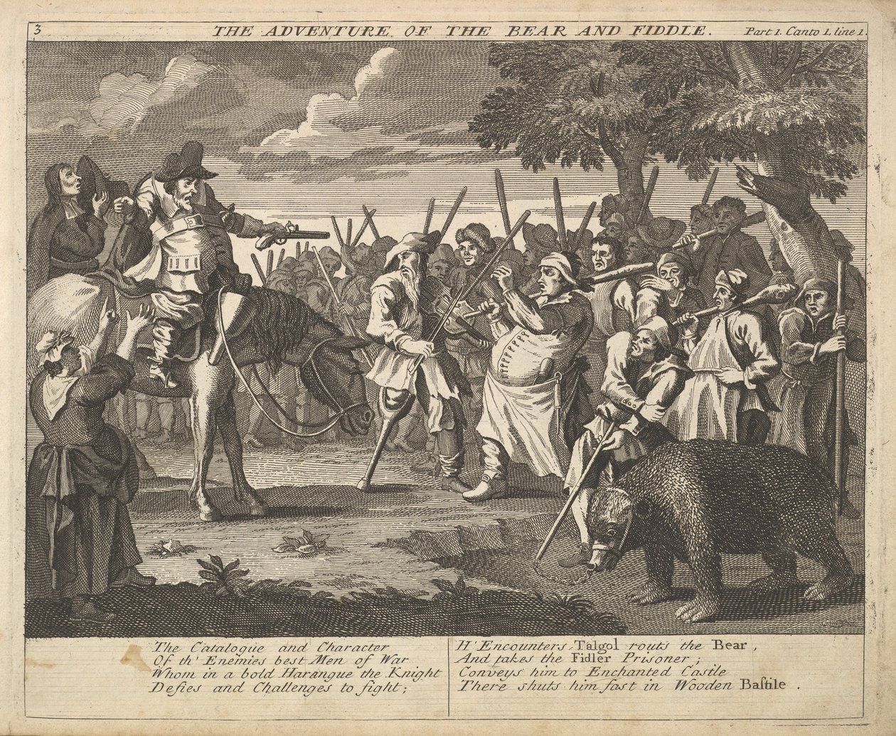 Das Abenteuer des Bären und der Geige, Platte 3: Illustrationen zu Samuel Butlers von William Hogarth