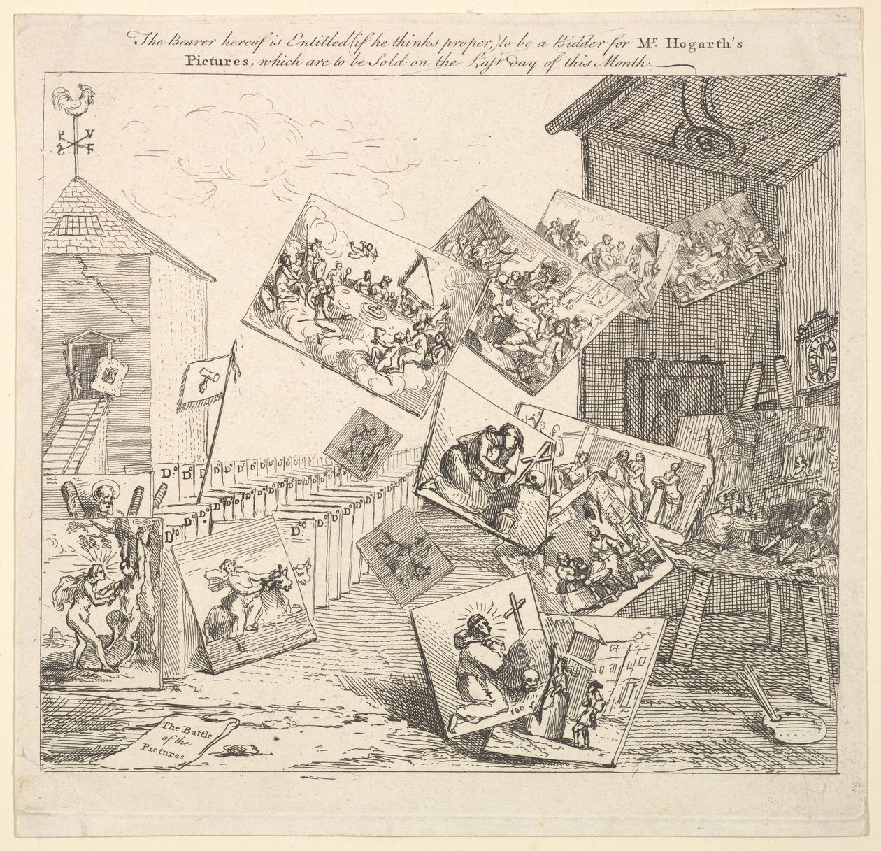Die Schlacht der Bilder, 1745 von William Hogarth
