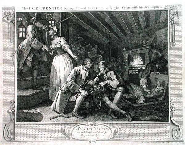 Der faule Lehrling, verraten von einer Prostituierten, Platte IX von 