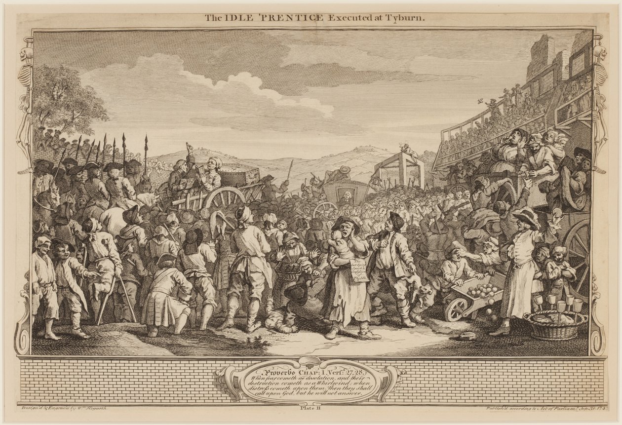 Der faule Lehrling hingerichtet in Tyburn, 30.09.1747 von William Hogarth
