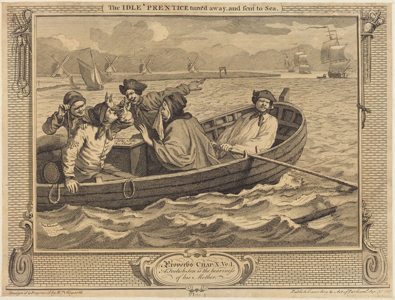 Der faule Lehrling wird weggeschickt und zur See geschickt von William Hogarth