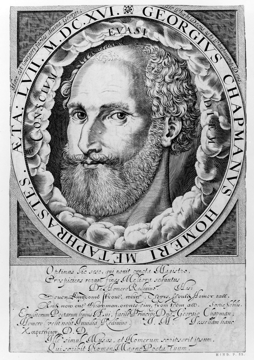 Porträt von George Chapman (ca. 1559-1634) ca. 1609-10 von William Hole
