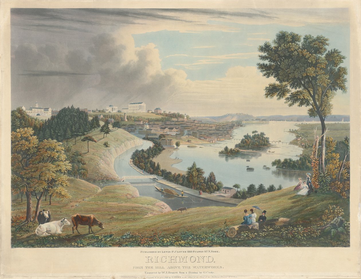 Richmond: Vom Hügel über den Wasserwerken von William James Bennett after George Cooke