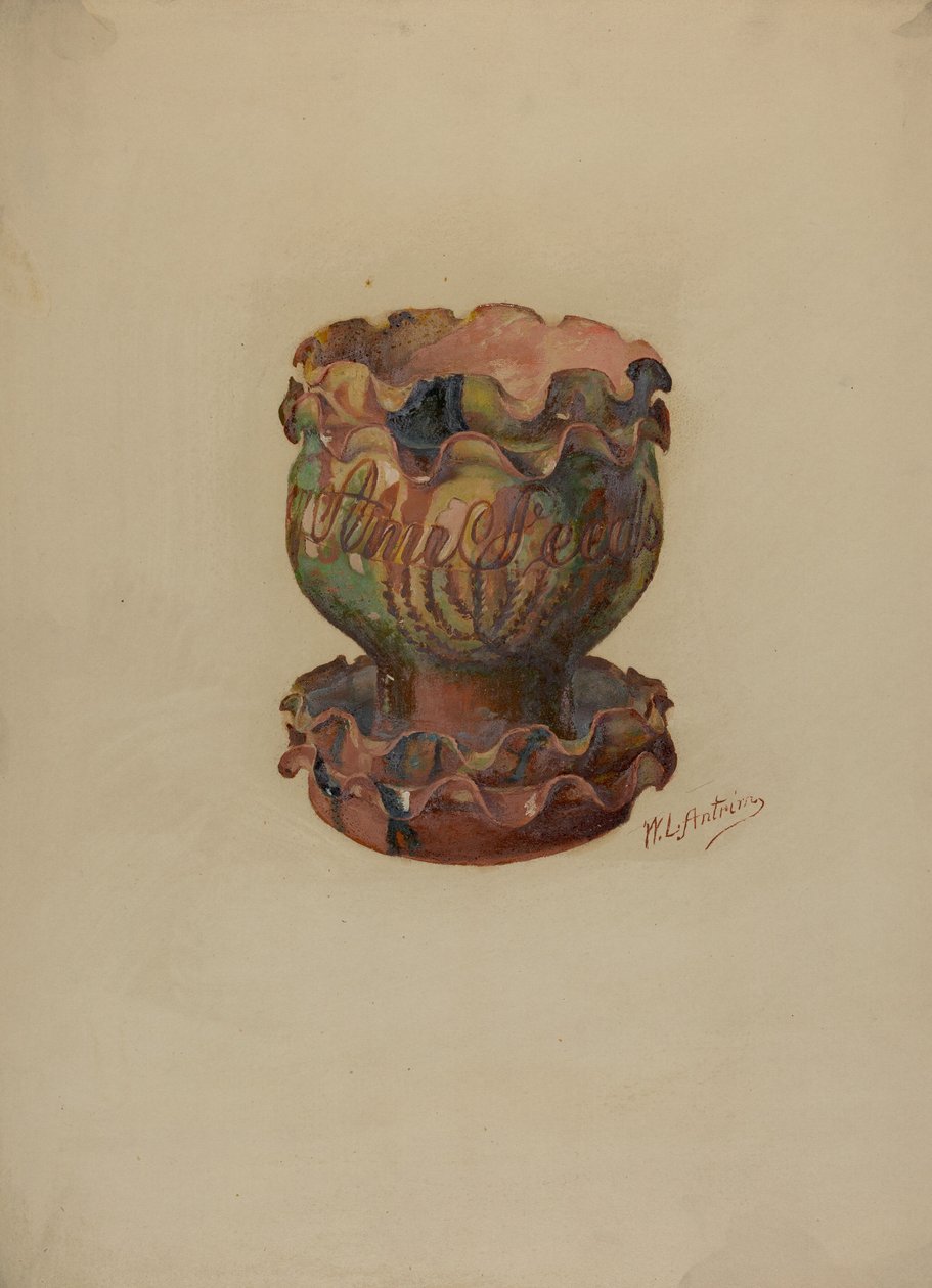Pa. Deutscher Blumentopf und Tablett von William L Antrim