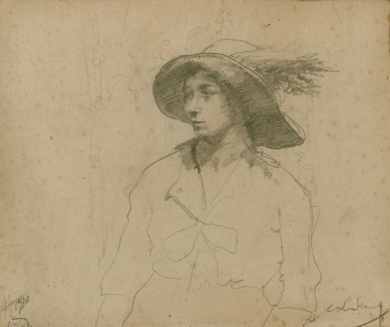 Studie für ein Porträt einer sitzenden Frau mit Hut von William Lee Hankey