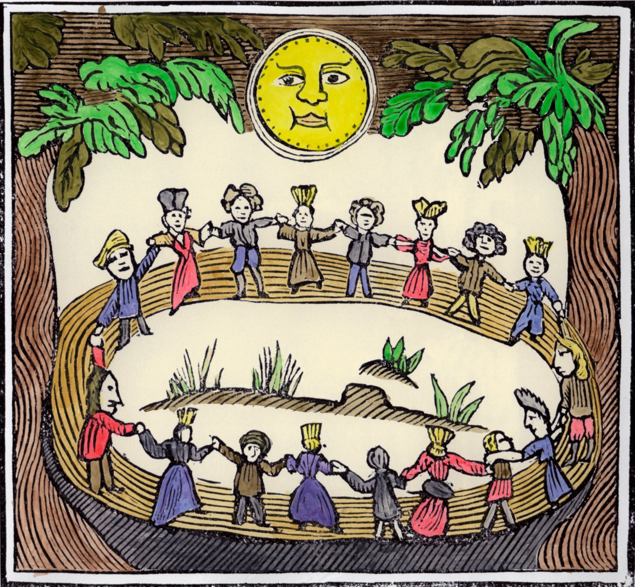 Ein Kreis von Hexen tanzt unter einem Vollmond, 19. oder frühes 20. Jahrhundert von William Linnell