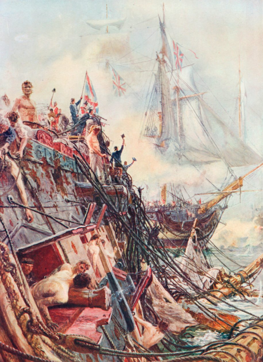 Verkrüppelt, aber unbesiegt: Die "Belleisle" bei Trafalgar, 21. Oktober von William Lionel (after) Wyllie