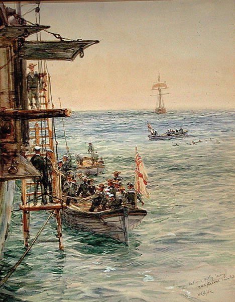 Eclipse Party verlässt H.M.S. Theseus, Santa Pola von William Lionel Wyllie