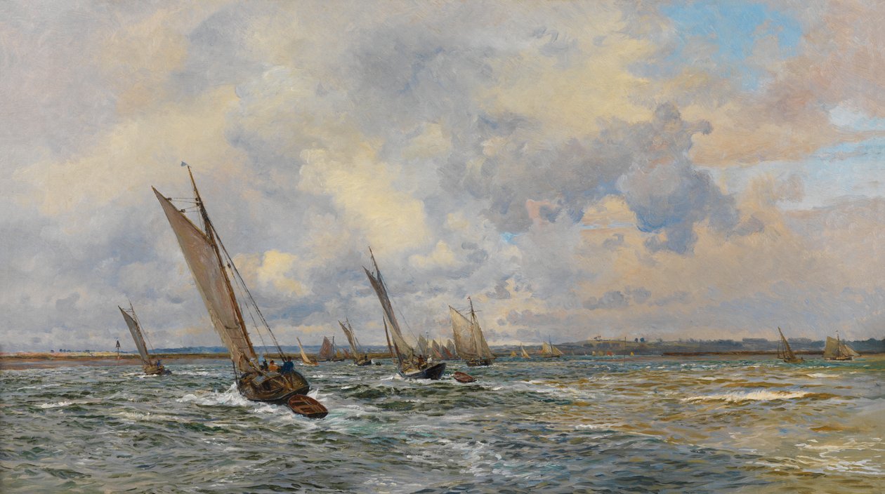Garnelenfischer gegen den Wind von William Lionel Wyllie