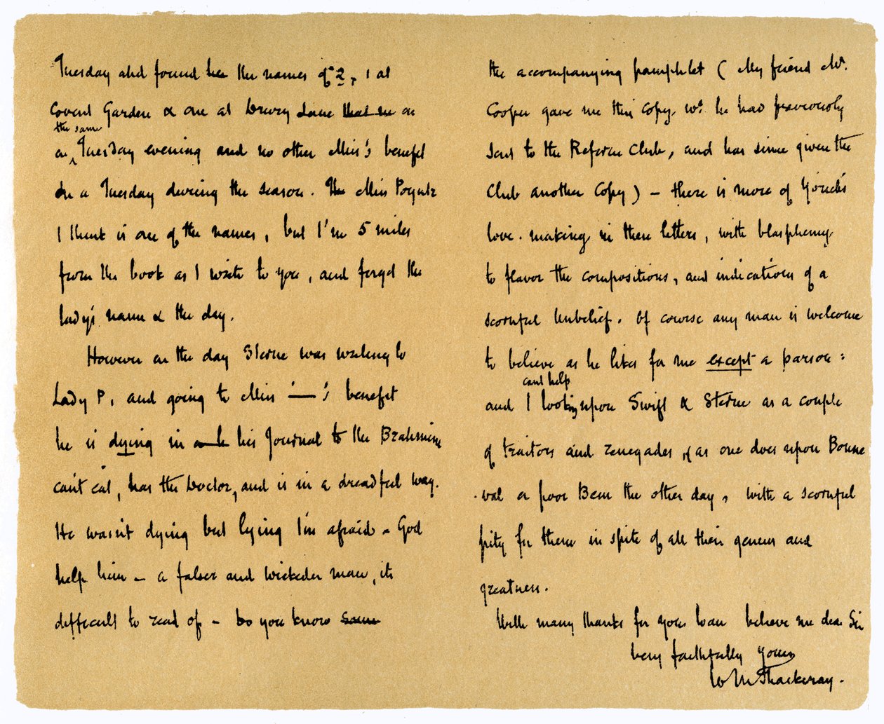 Brief von William Makepeace Thackeray an TW Gibbs, 12. September 1851 von William Makepeace Thackeray