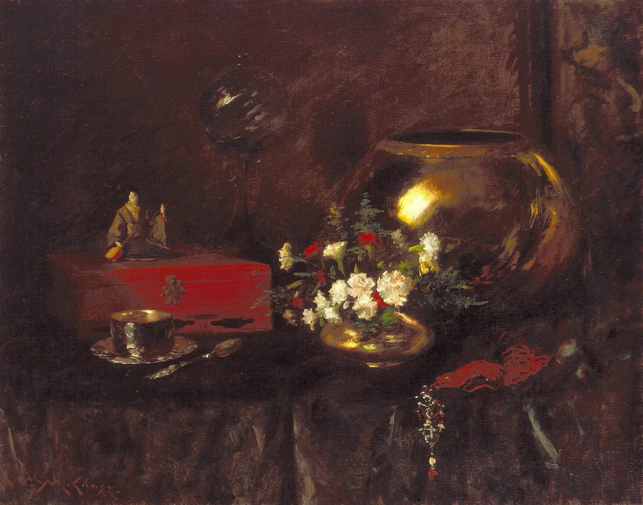 Stillleben: Messingschale von William Merritt Chase
