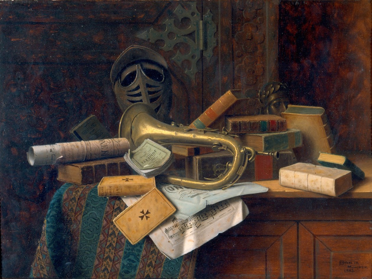 Stillleben mit Büste von Dante 1883 von William Michael Harnett