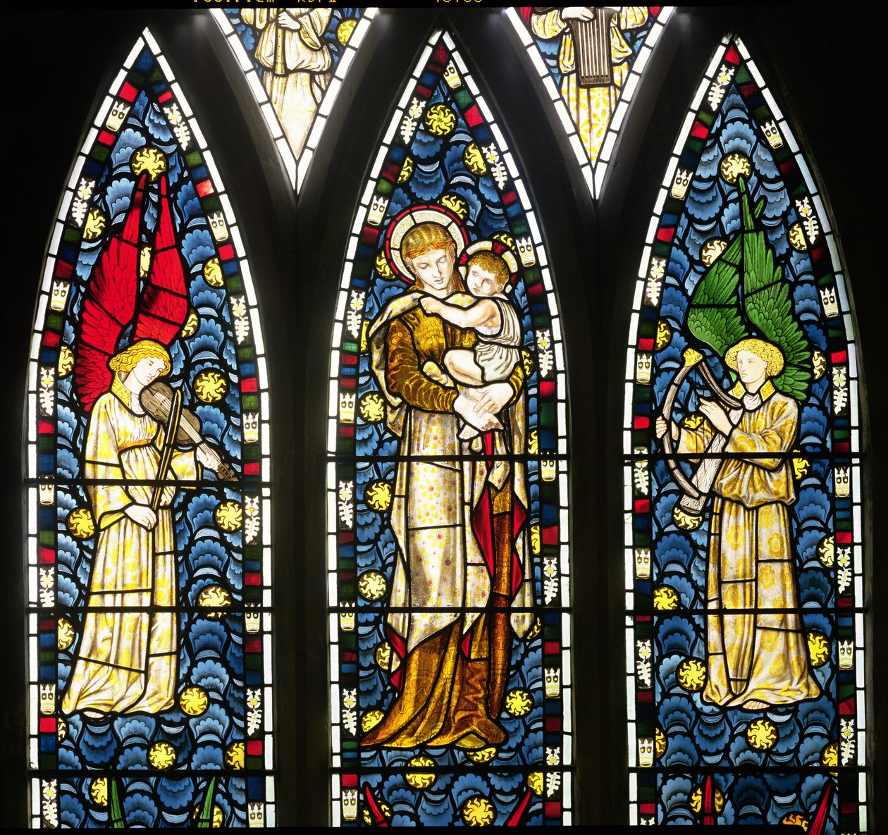 Madonna mit Kind und zwei Engeln (Detail) von William Morris
