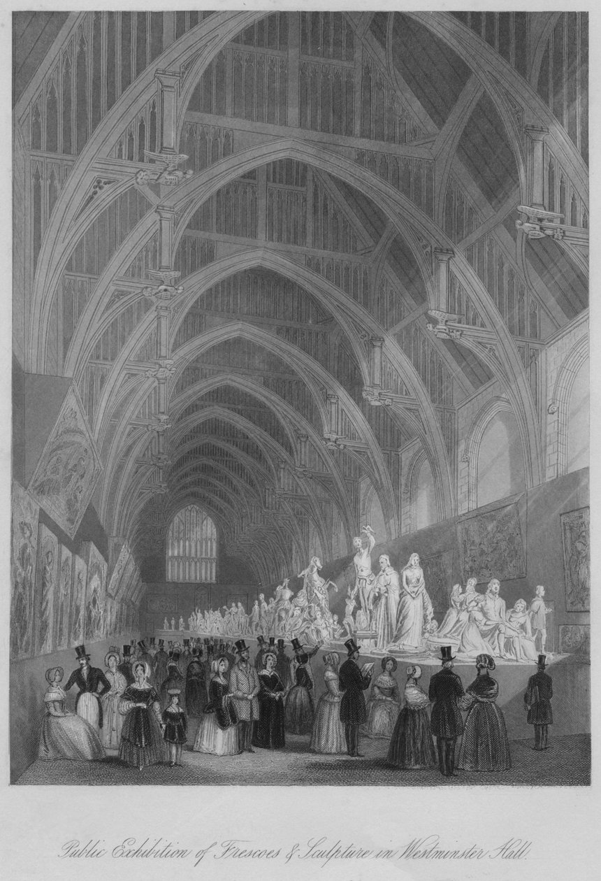 Öffentliche Ausstellung von Fresken und Skulpturen in der Westminster Hall, ca. 1841 von William Radclyffe