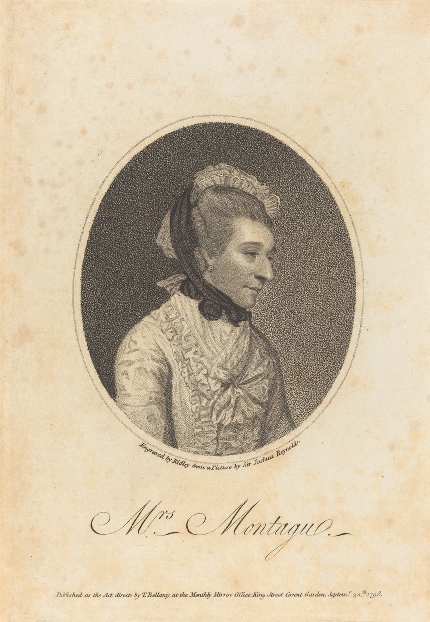 Elizabeth Montague von William Ridley after Sir Joshua Reynolds