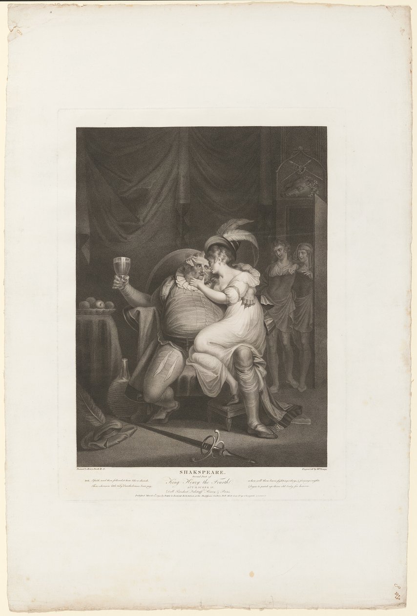 Prinz Hal und Poins überraschen Falstaff mit Doll Tearsheet von William Satchwell Leney