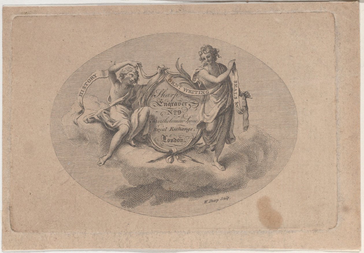 Handelskarte für William Sharp, Graveur, 19. Jahrhundert von William Sharp