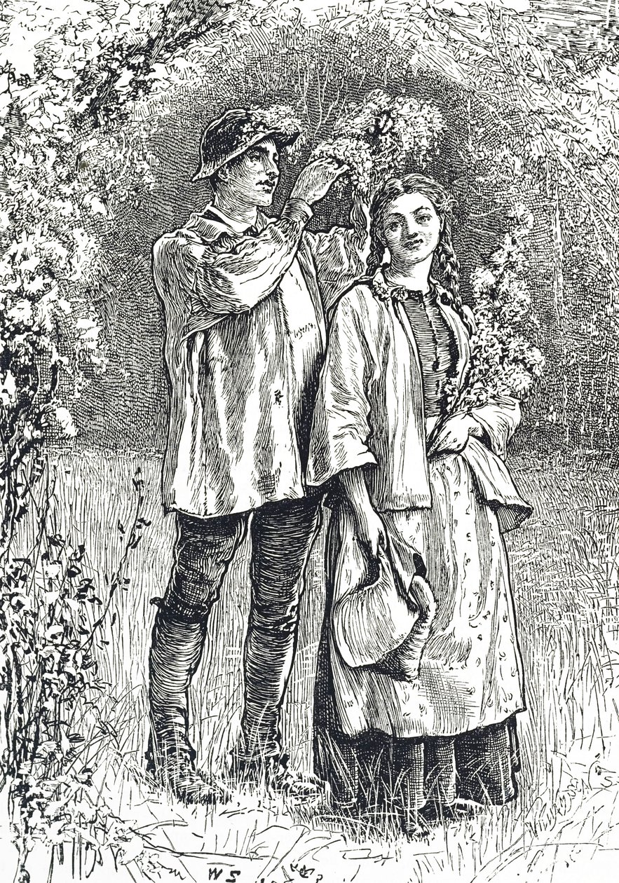 Gravur, die die Krönung der Maikönigin darstellt von William Small