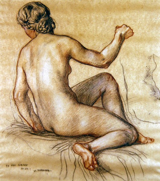 Studie eines weiblichen Aktes von hinten, ca. 1890 von William Strang
