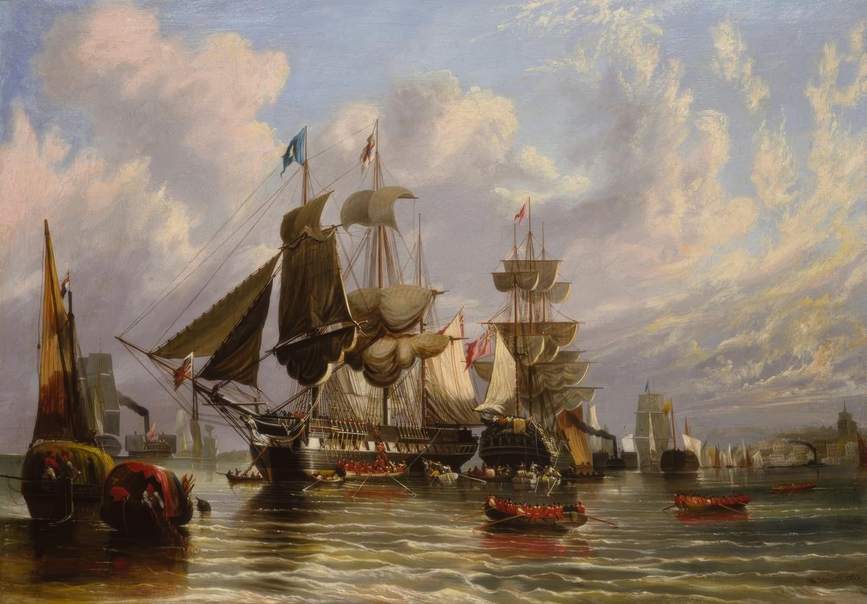 Krimkrieg, Einschiffung englischer Truppen, 1855 von William Stuart