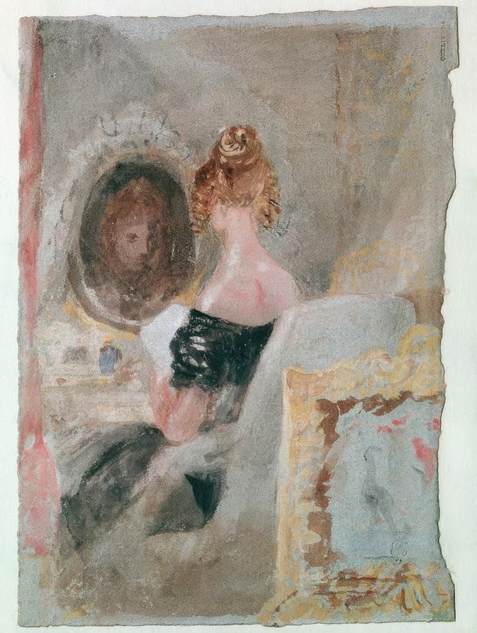 Interieur in Petwoath House: Frau vor dem Spiegel von Joseph Mallord William Turner