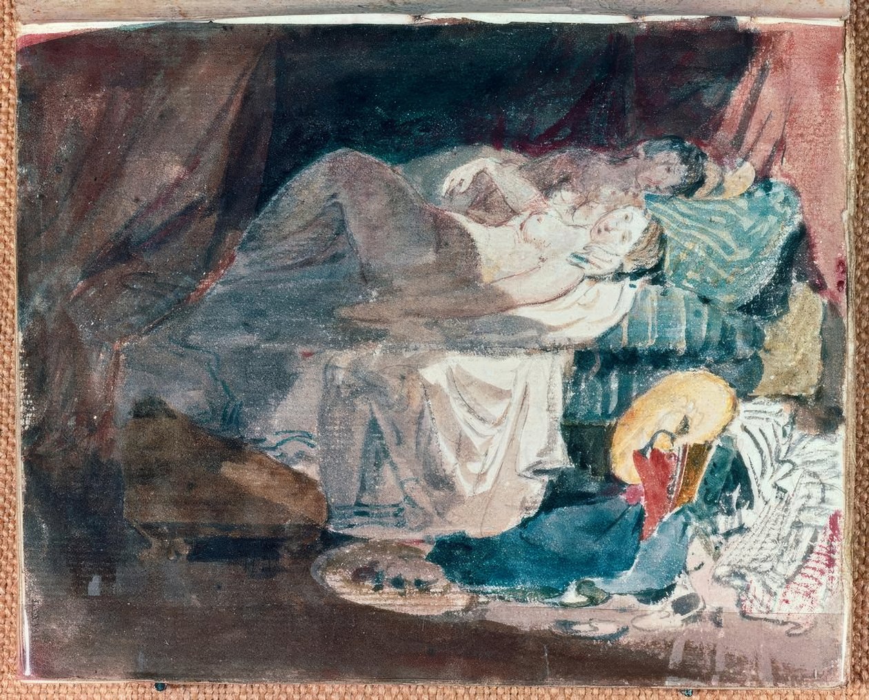 Nacktes Mädchen und Begleiter auf einem Bett von Joseph Mallord William Turner