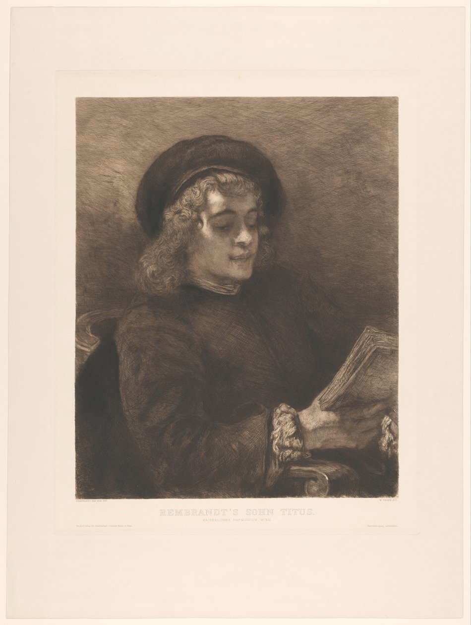 Rembrandts Sohn Titus. Nach Rembrandt. Verlag der Gesellschaft für vervielfältigende Kunst in Wien von William Unger