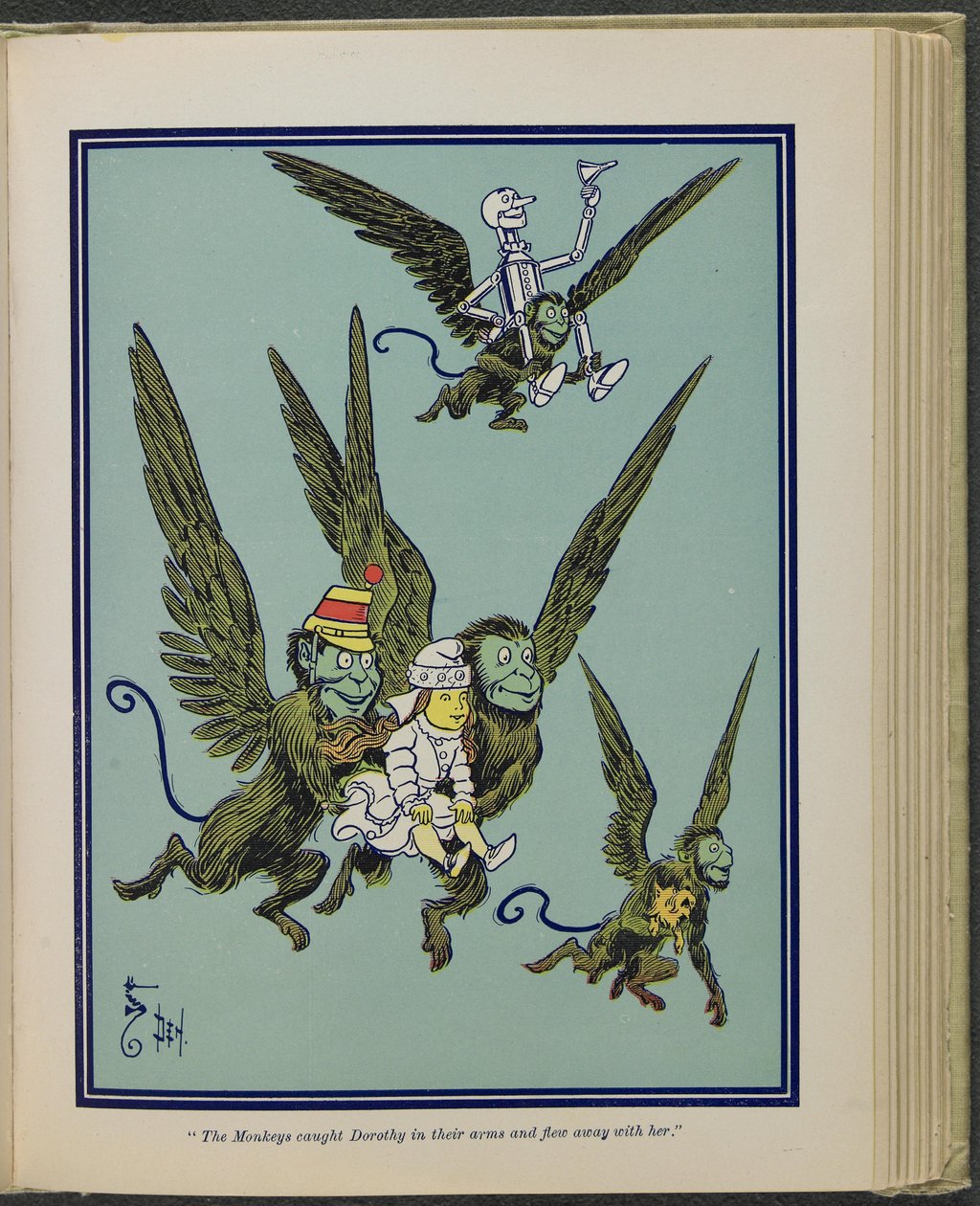 Die Affen fingen Dorothy in ihren Armen und flogen mit ihr davon, Illustration aus "Der wunderbare Zauberer von Oz" von Lyman Frank Baum von William Wallace Denslow