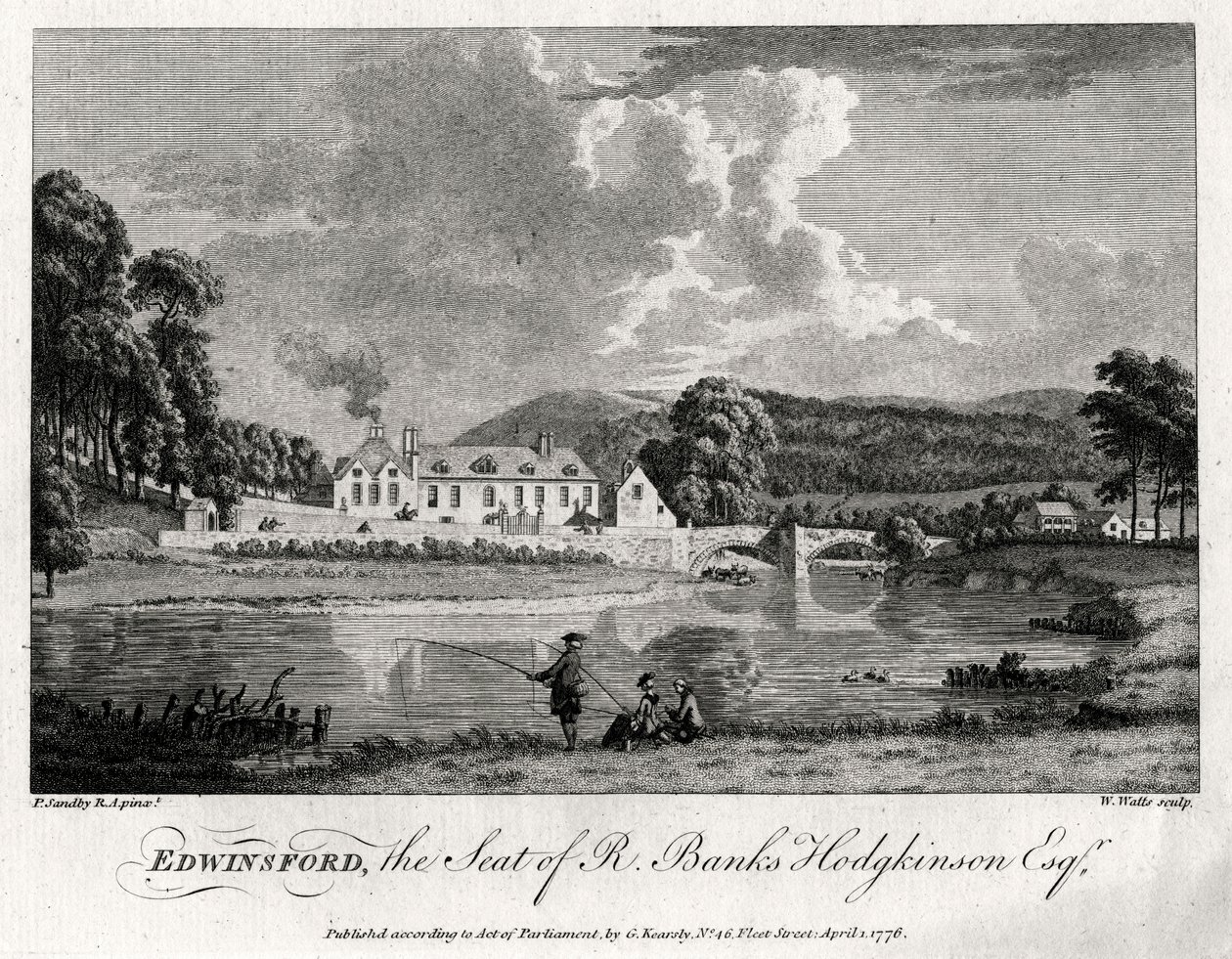 Edwinsford, der Sitz von R. Banks Hodgkinson Esq, Carmarthenshire, 1776 von William Watts