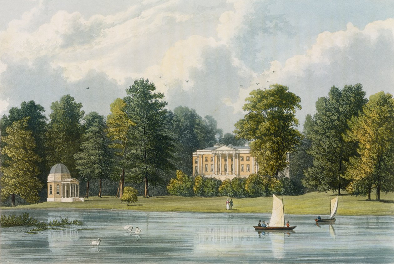 Hampton House, graviert von Richard Gilson Reeve, veröffentlicht 1828 von William Westall