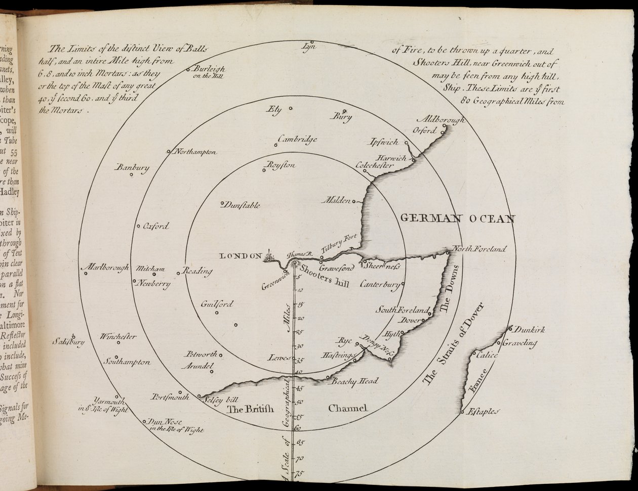 Karte von Südostengland von William Whiston
