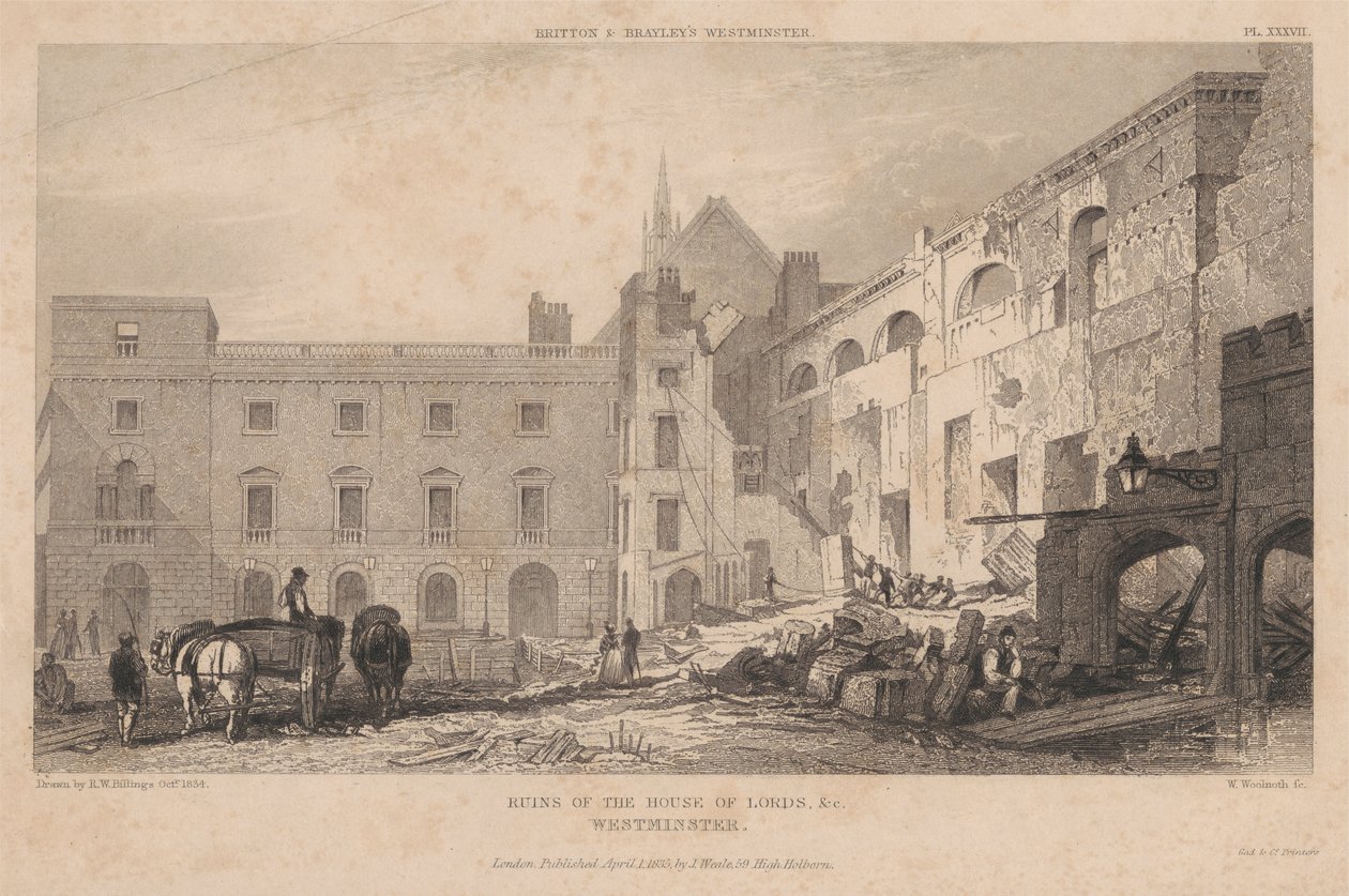 Ruinen des House of Lords, Westminster von William Woolnoth