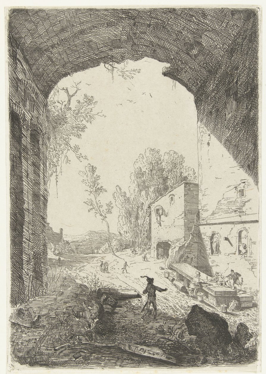 Gasthaus bei der Grotta della Ninfa Egeria von William Young Ottley