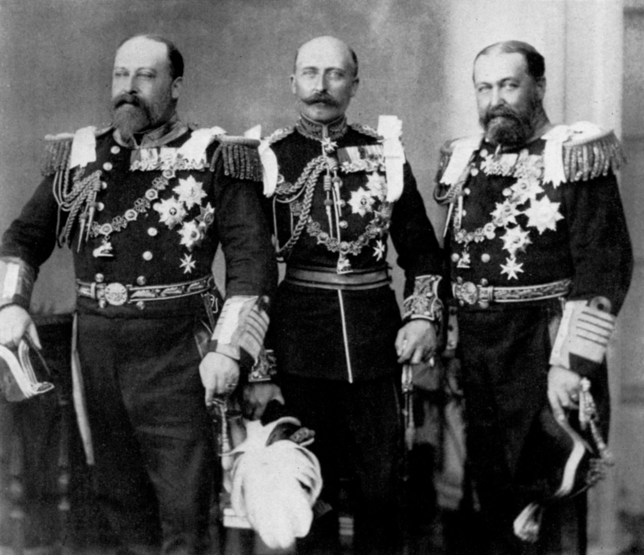 Der Prinz von Wales und seine Brüder bei der Hochzeit des Herzogs von York, 6. Juli 1893 von William and Daniel Downey