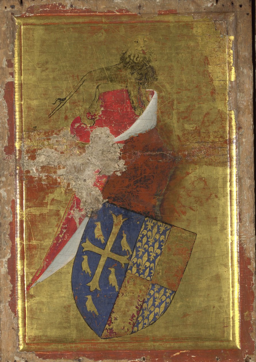 Das Wappen von Richard II. von England, Außentafel des Wilton-Diptychons, zwischen 1395 und 1399 von Wilton Master