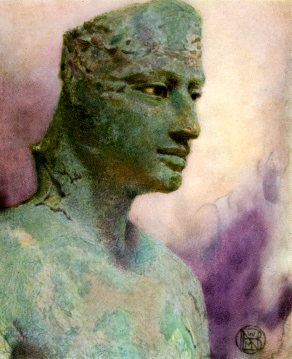 Kopf einer Bronzestatue von Pepy I, altägyptischer Pharao, 24.-23. Jahrhundert v. Chr., 1926 von Winifred Mabel Brunton