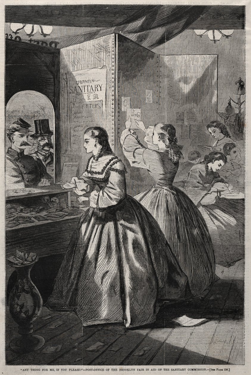 Irgendetwas für mich, bitte - Postamt der Brooklyn Fair zur Unterstützung..., 1864 von Winslow Homer